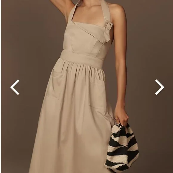 Anthropologie Porridge Halter Utility Midi Dress, Size Small - Picture 4 of 7